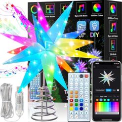 Christmas Star Tree Topper, 13Inch Smart Lighted Treetop Christmas Tree Decorations, Bluetooth App Control Music Sync Color Changing LED Christmas Light with Remote, Indoor and Outdoor  Everything Else